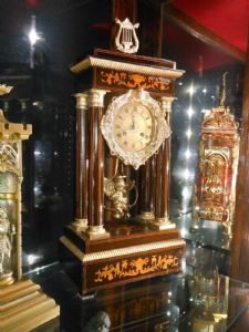 Carlo X portico clock with pendulum by Eugene Farcot. Working.